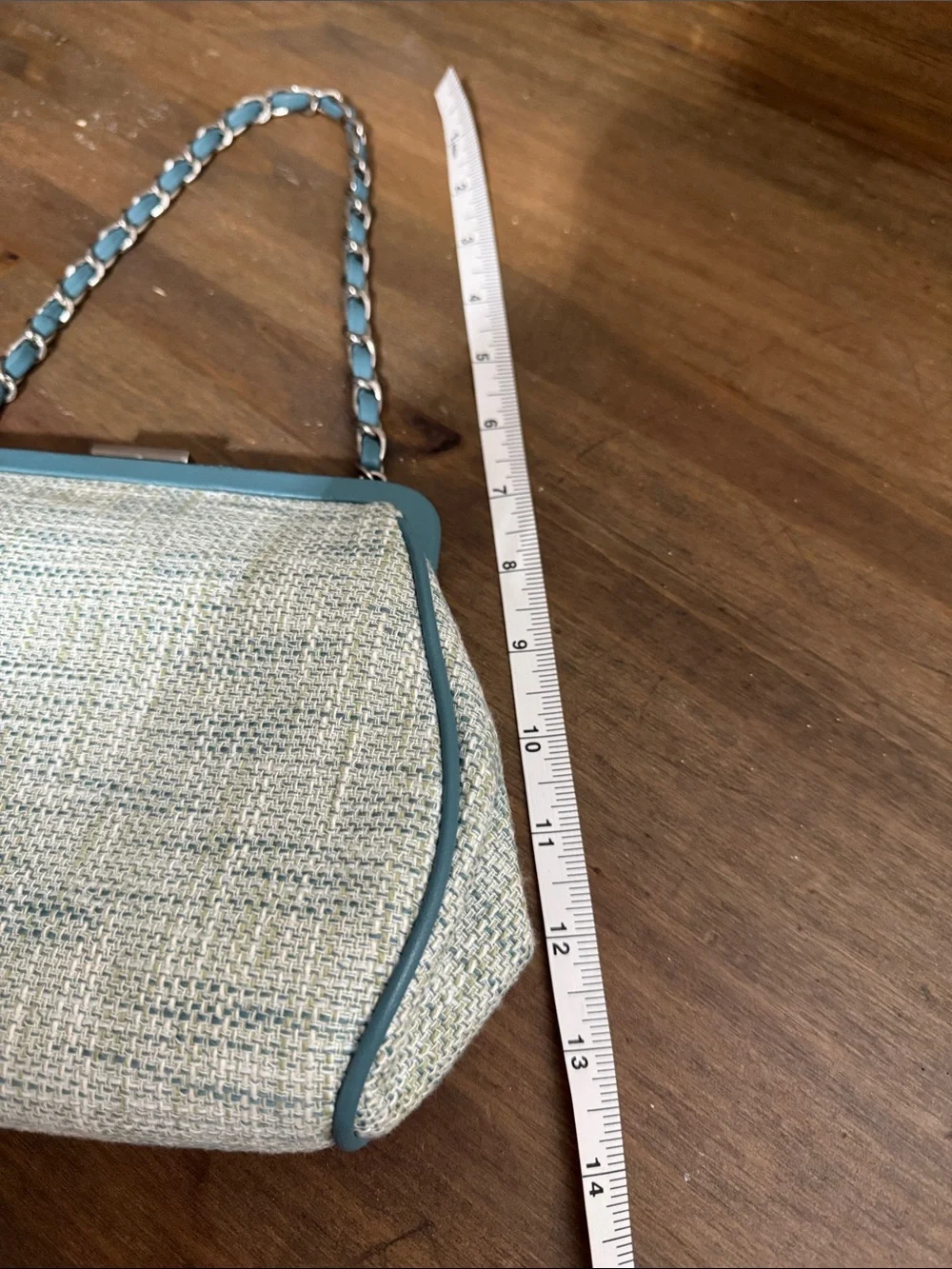 Ann Taylor Vintage Inspired Blue Woven Frame Shoulder Bag Chain Str